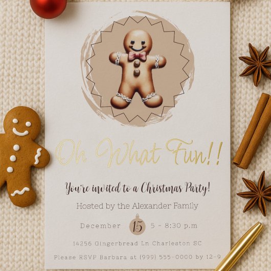 Invitation En Aluminium Oh What Fun Gingbread Homme Fête | BLANCHE