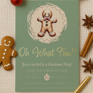 Invitation En Aluminium Oh What Fun Gingerbread Man Holiday Party Vert