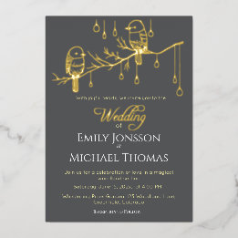 Invitation En Aluminium Oiseaux de l'Amour de la Forêt Rustique Mariage R