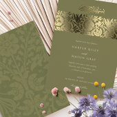 Invitation En Aluminium Olive Green Gold Mariage islamique