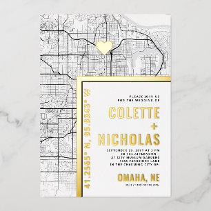 Invitation En Aluminium Omaha Love Locator   Ville Mariage à thème