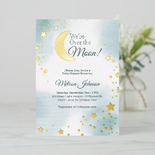 Invitation En Aluminium On est au-dessus de la lune Dreamy Boy Baby shower