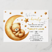 Invitation En Aluminium On Peut Attendre De Mignons Baby showers Bébé Ours (Recto)