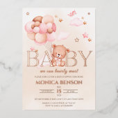 Invitation En Aluminium On Peut Attendre Jeune Fille Rose Beige Rose Or (Recto)