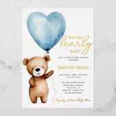 Invitation En Aluminium On peut attendre l'invitation Baby shower garçon (Recto)