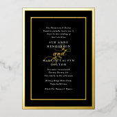 Invitation En Aluminium Onyx Calligraphie officielle Mariage Cadres dorés (Recto)