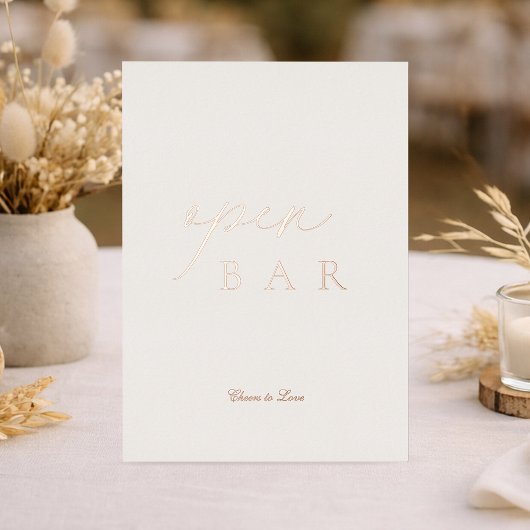 Invitation En Aluminium Open Bar Wedding Sign | Real Gold Foil