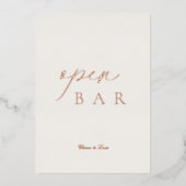 Invitation En Aluminium Open Bar Wedding Sign | Real Gold Foil (Devant)