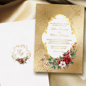 Invitation En Aluminium Opulence dorée Noël Mariage floral