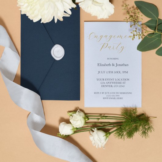 Invitation En Aluminium Opulent Blue Engagement Party