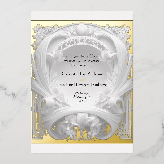 Invitation En Aluminium Opulent Gold Motif Atelier, Mariage (Recto)