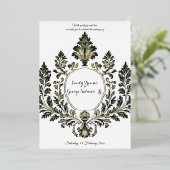 Invitation En Aluminium Opulent Motif Atelier, Noir et Or, (Debout devant)