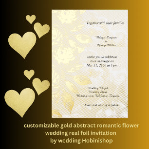 Invitation En Aluminium or abstrait fleur romantique mariage réel