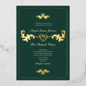 Invitation En Aluminium Or antique et vert émeraude (Recto)