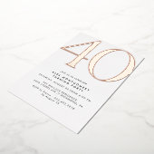 Invitation En Aluminium Or blanc et Rose | Glam moderne 40e anniversaire (Rotation)
