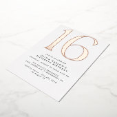 Invitation En Aluminium Or blanc et Rose | Mini moderne 16e anniversaire (Rotation)