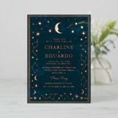 Invitation En Aluminium Or Constellation Doré Mariage (Debout devant)