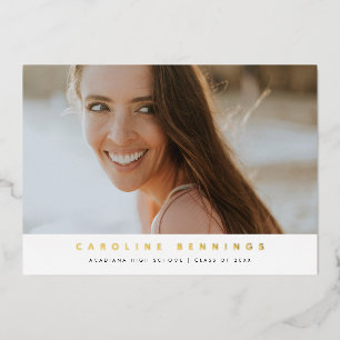 Invitation En Aluminium Or de la graduation photo minimaliste moderne