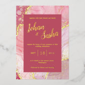 Invitation En Aluminium or de marbre rose (Recto)