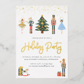 Invitation En Aluminium Or élégant | Nutcracker Christmas Holiday Party (Recto)