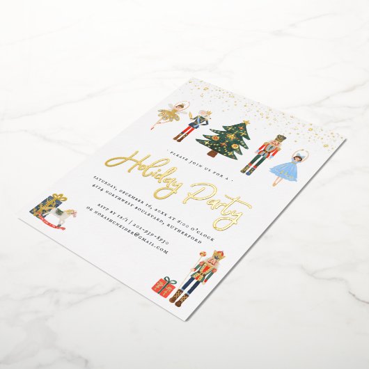 Invitation En Aluminium Or élégant | Nutcracker Christmas Holiday Party (Rotation)
