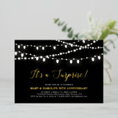 Invitation En Aluminium Or et noir | Anniversaire du 50e Mariage surprise (Debout devant)