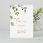 Invitation En Aluminium Or Fête des mariées Eucalyptus (Debout devant)