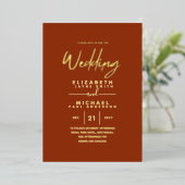 Invitation En Aluminium OR FOIL cannelle rouleau moderne tout-en-1 Mariage (Debout devant)