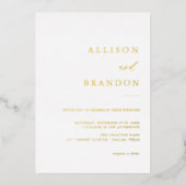Invitation En Aluminium Or Foil Élégante calligraphie Mariage simple (Recto)