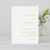 Invitation En Aluminium Or Foil Élégante calligraphie Mariage simple (Debout devant)