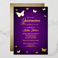 OR FOIL Papillon pourpre Quinceanera