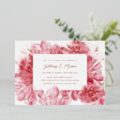 Invitation En Aluminium Or Mariage de fleurs roses (Debout devant)