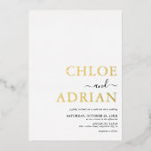 Invitation En Aluminium Or Mariage minimal simple (Recto)