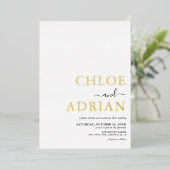 Invitation En Aluminium Or Mariage minimal simple (Debout devant)
