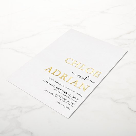 Invitation En Aluminium Or Mariage minimal simple (Rotation)
