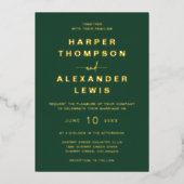 Invitation En Aluminium Or Mariage vert moderne (Recto)