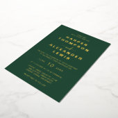 Invitation En Aluminium Or Mariage vert moderne (Rotation)