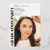 Invitation En Aluminium Or moderne blanc 3 photos graduation (Verso)