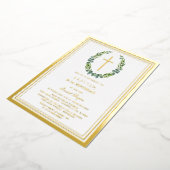 Invitation En Aluminium Or moderne Eucalyptus garçon 1er anniversaire Bapt (Rotation)