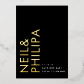 Invitation En Aluminium Or moderne Non Photo Bold Noms Enregistrer Notre D (Recto)