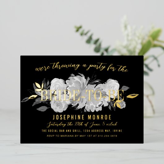 Invitation En Aluminium Or noir et blanc (Debout devant)