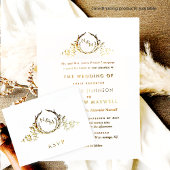Invitation En Aluminium Or Réel Feuille Élégant Formel Monogramme Mariage