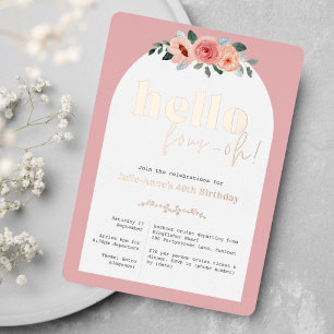Invitation En Aluminium or rose 40e anniversaire glam floral