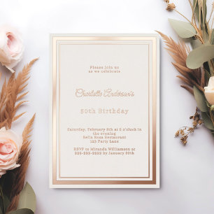 Invitation En Aluminium Or rose doré simple luxe anniversaire