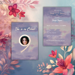 Invitation En Aluminium or rose elle est sur le nuage 9 photo nuptiale dou