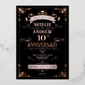 Invitation En Aluminium Or Rose et Noir Élégant (Recto)