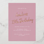 Invitation En Aluminium Or rose et Rose | Moderne N'Importe Quel Âge Anniv (Recto)
