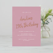 Invitation En Aluminium Or rose et Rose | Moderne N'Importe Quel Âge Anniv (Debout devant)