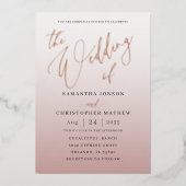 Invitation En Aluminium Or Rose moderne Gradient Le Mariage de (Recto)