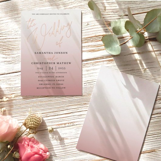 Invitation En Aluminium Or Rose moderne Gradient Le Mariage de